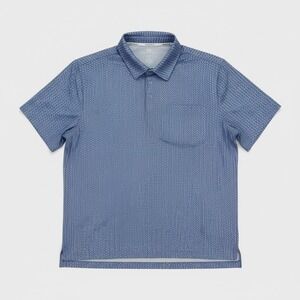 Rorie Whelan Golf Polo Shirt Mens XXL Blue Mico-Chevron Pattern Performance Work